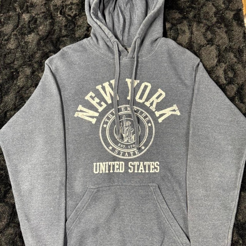 New York hoodie with white graphic featuring 'NEW YORK'